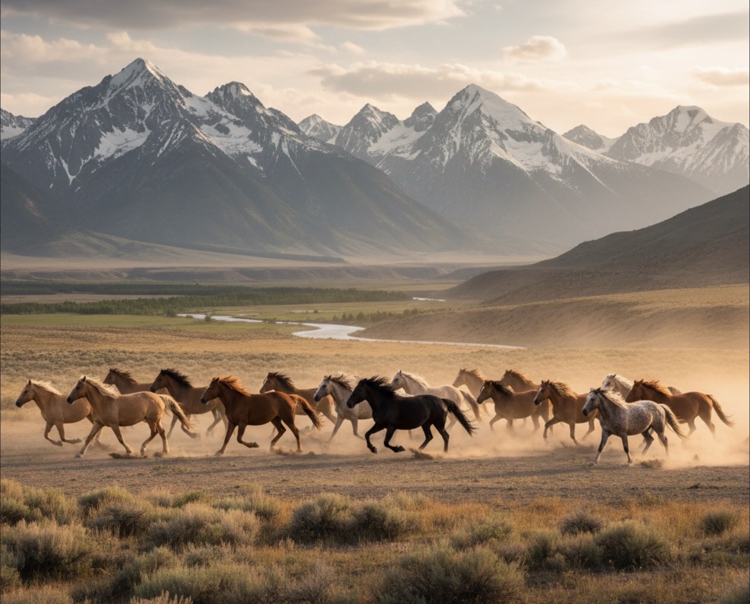Horses grazing on the open Wyoming range